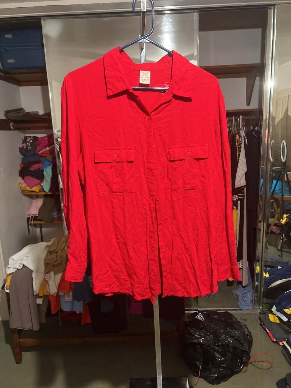 Faded Glory Red Long Sleeve Button Up Shirt XL